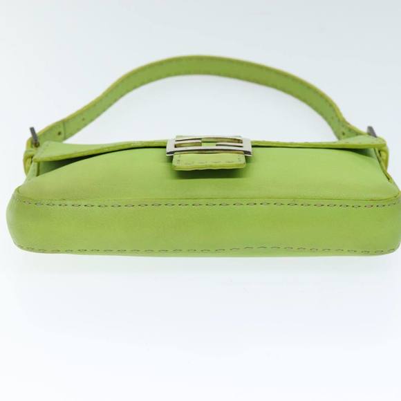 FENDI Celeria Mamma Baguette Shoulder Bag Leather Green Auth yk12521 - Picture 5 of 16